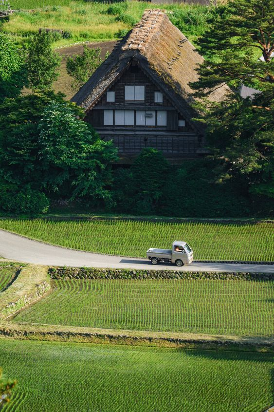 山と田んぼの風景